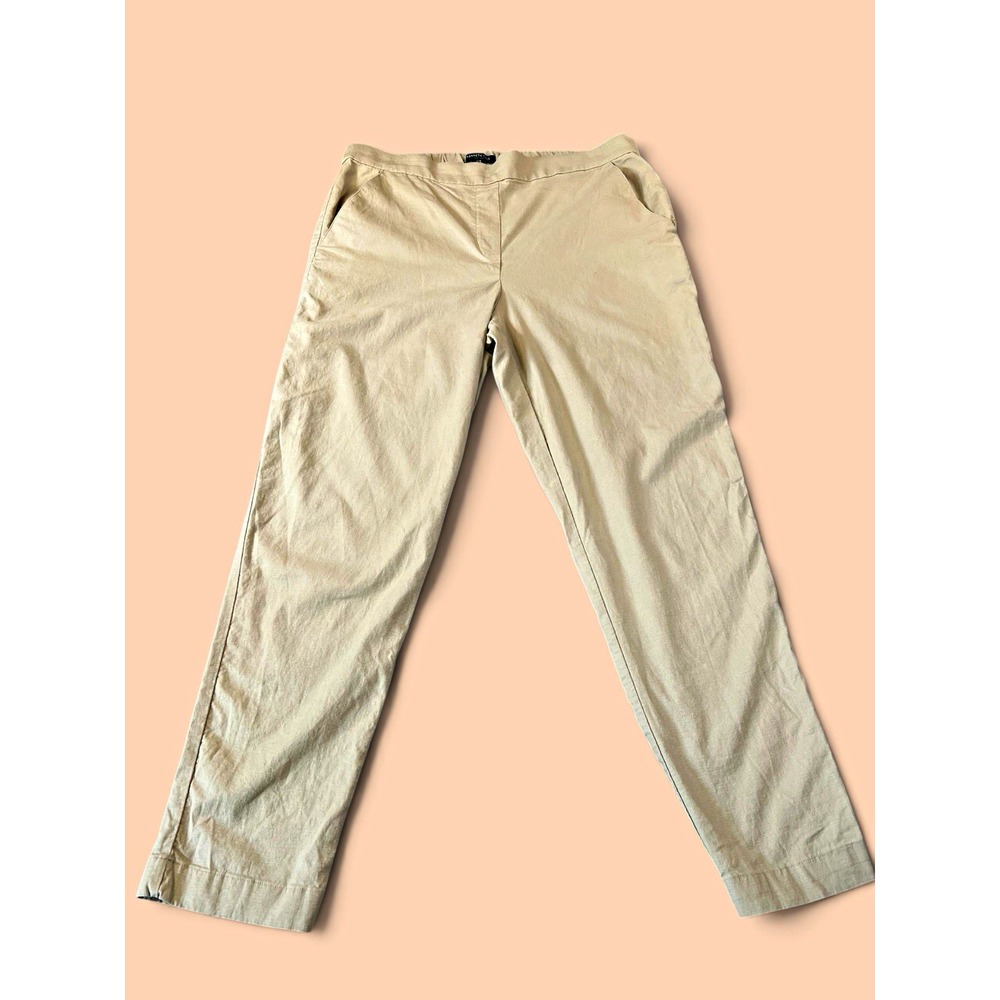 Kenneth Cole New York Women’s Beige Linen Straight Leg Flat Front Pants M 27"